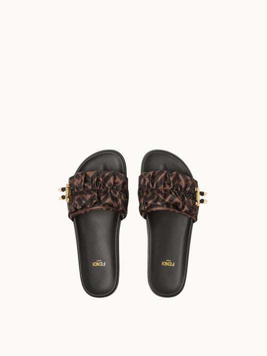 BROWN SATIN SANDALS
