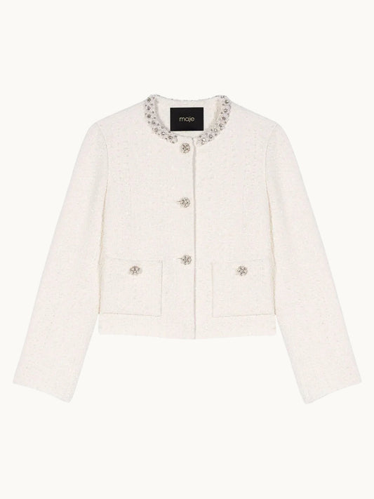 MAJE TWEED PEARL JACKET