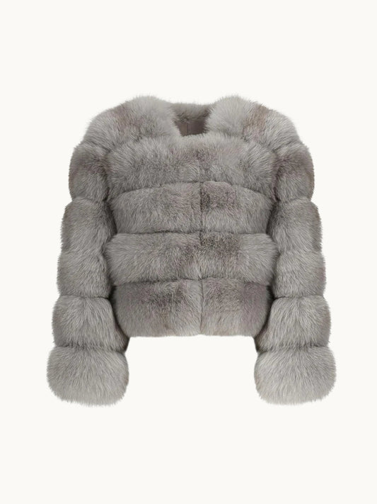 BUBBLE CROPPED COAT GREY